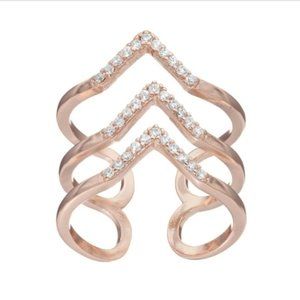 Rose Gold 3-Row Chevron Ring